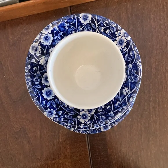 Blue & White Demi-Tasse Pair England - Picture 2 of 3